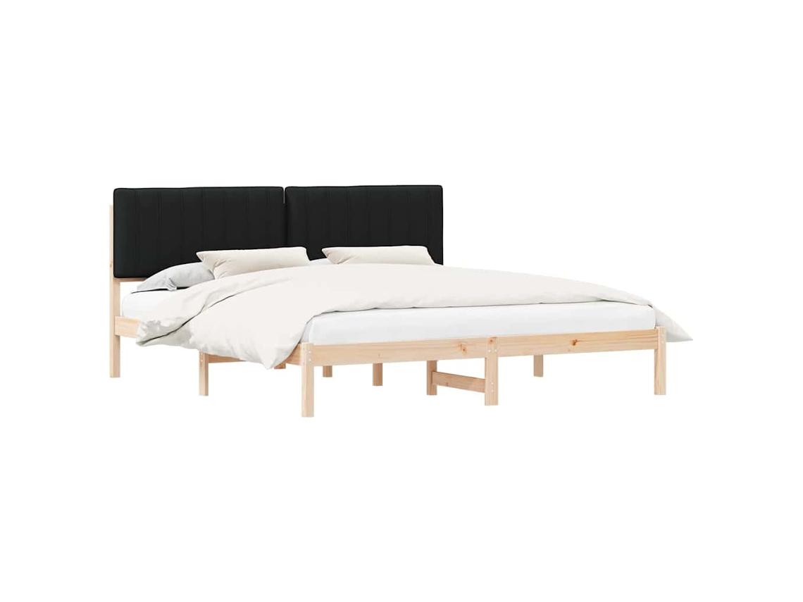 Vidaxl Estrutura De Cama Com Cabeceira Estofada Preto 180 X 200 Cm