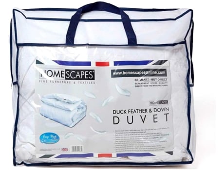 Edredão Homescapes Duck Feather Down Tog Size Algodão Branco (220x230)