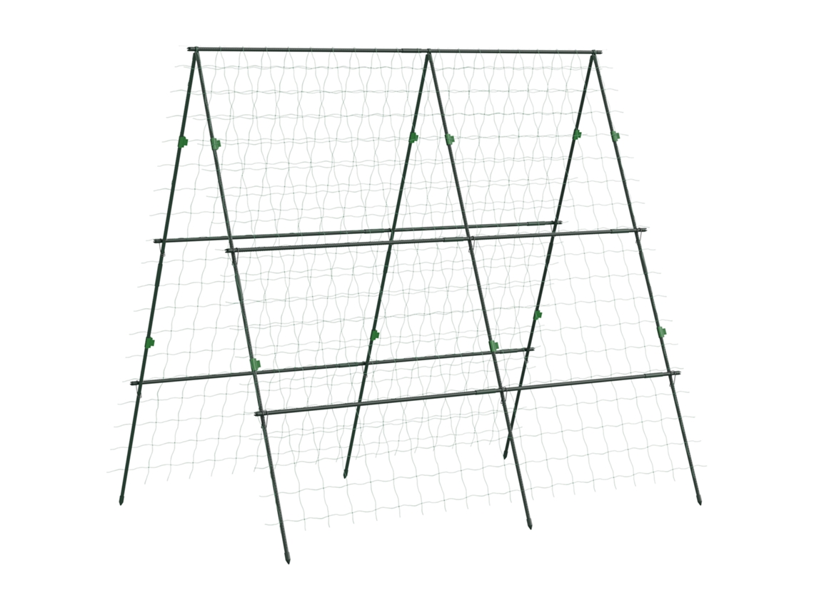 Treliça De Jardim Triangular Suporte Para Plantas Trepadeiras Com Estrutura Em Aço 180x100x180 Cm Verde