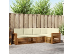 Vidaxl Conjunto De Sofás Para Exterior 5 Unid. Natural E Creme