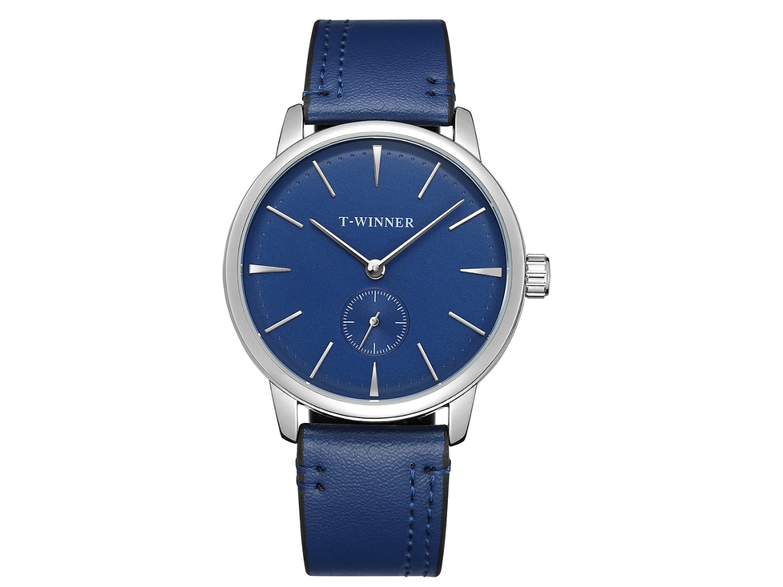 Reloj Mecánico Semi Automático Para Hombre Winner (dial Azul Correa Azul)