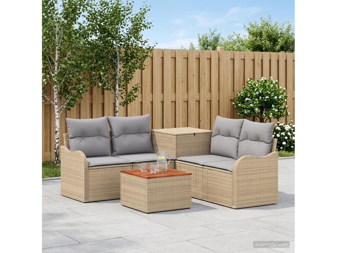Vidaxl Conjunto De Sofás 6 Unid. Bege E Cinza Claro