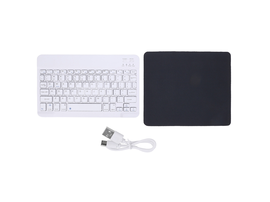 Teclado Bluetooth Ultra Slim 10 Polegadas Portátil Sem Fio Recarregável Para Tablet Android Win Branco