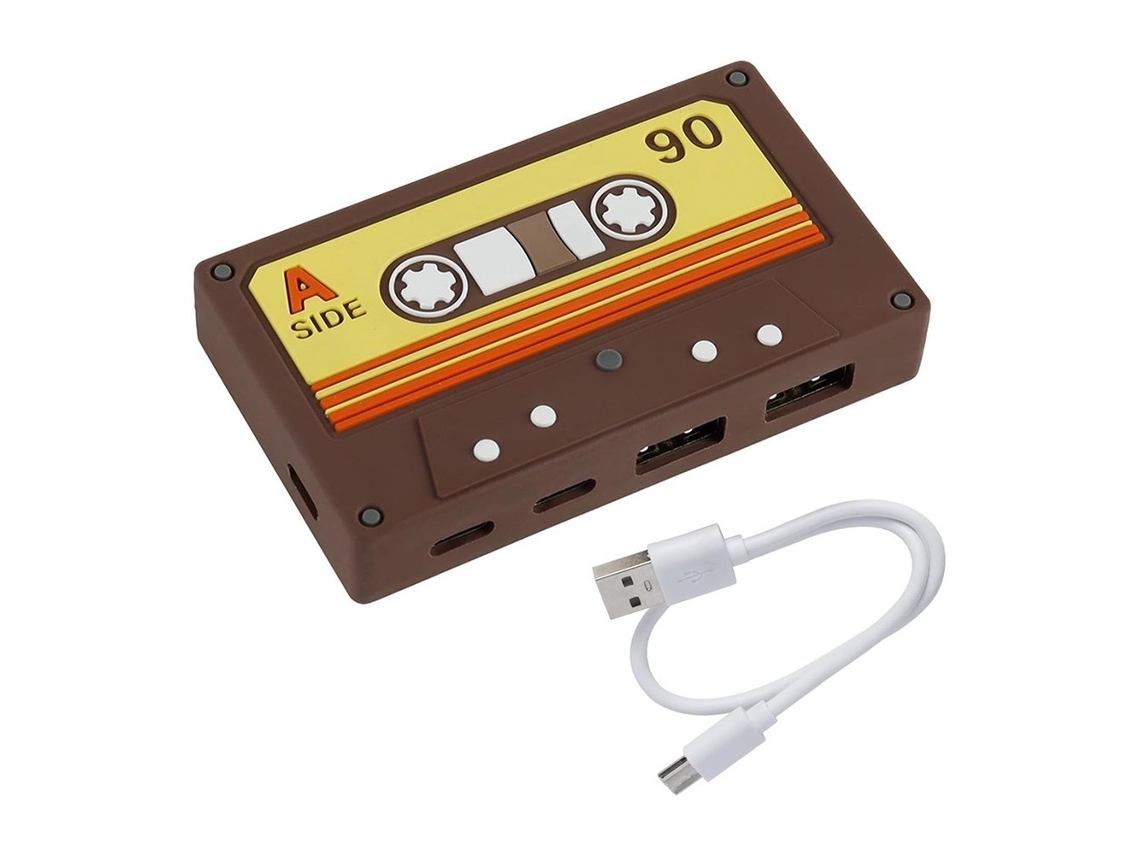 Hub USB de 4 Portas Estilo Cassete IKIKSO (marrom)