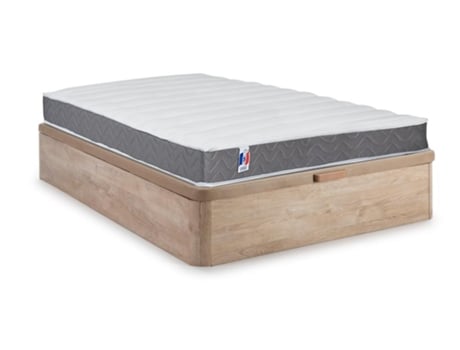Conjunto Cama + Colchão + Somier DREAMEA PLAY Heaven (Castanho - Madeira - 140x190 cm)