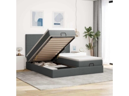 Vidaxl Estrutura De Cama Otomana Com Colchões Tecido Cinzento Escuro