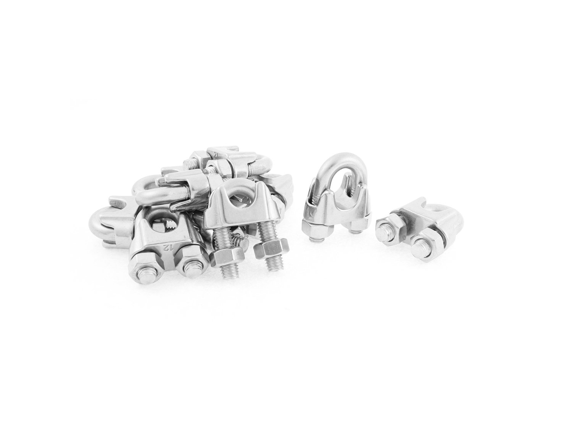 Conjunto de 10 Peças Abraçadeiras para Cabos Aço Inoxidável M12, com Grampos Fixação Lonas e Cintas CHABERLU