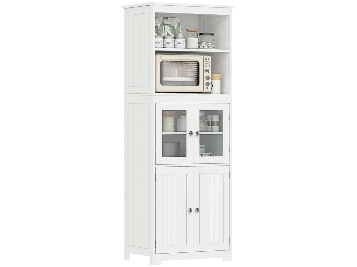 Armário de Cozinha com 2 Portas de Vidro e Prateleiras 60x30x162cm S/MARCA