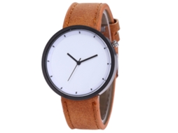 Reloj De Cuarzo Para Hombre Con Correa De Cuero Pu Resistente Al Agua (café Claro)