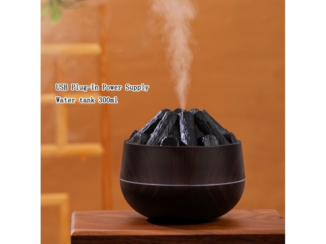 Lurelia Difusor De Aromas Usb Com Efeito Chama, Textura Madeira