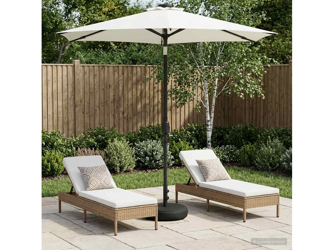 Vidaxl Parasol De Jardim Com Luzes Led E Base 230 X 230 Cm Poliéster