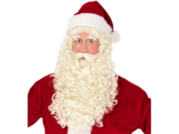 Peruca De Papai Noel Ou So Nicolau Com Barba, Bigode E Sobrancelhas.