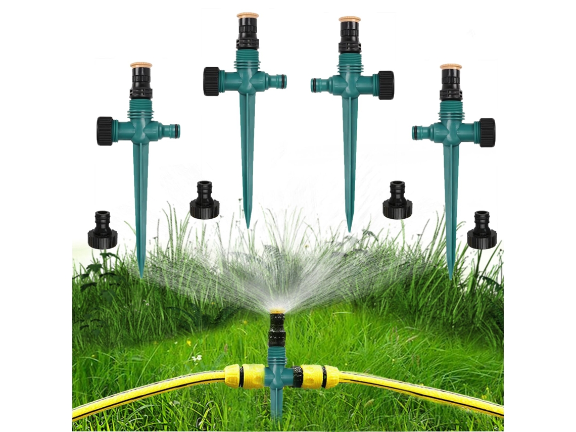 Aspersor De Jardim 360° Rotativo Automático,4 Peças,pulverizador De Irrigação Ajustável Para Gramado,plantas,legumes,flores E Quintais Btforus (verde)