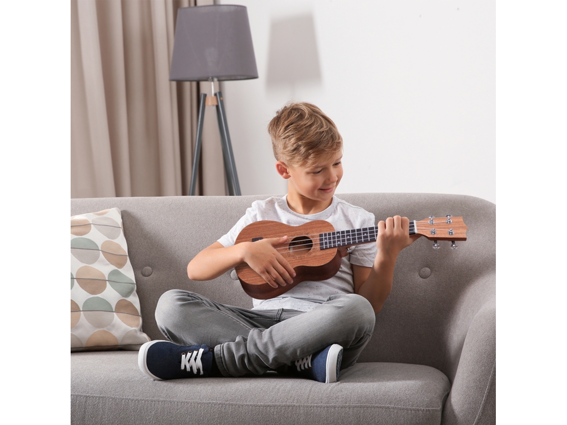 Ukelele 21 Polegadas Ukelele Soprano Para Principiantes Com Cordas De Nylon 53x17,5x6,2 Cm Madeira