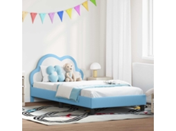 Vidaxl Estrutura De Cama Infantil Com Cabeceira Azul 80 X 200 Cm Pu