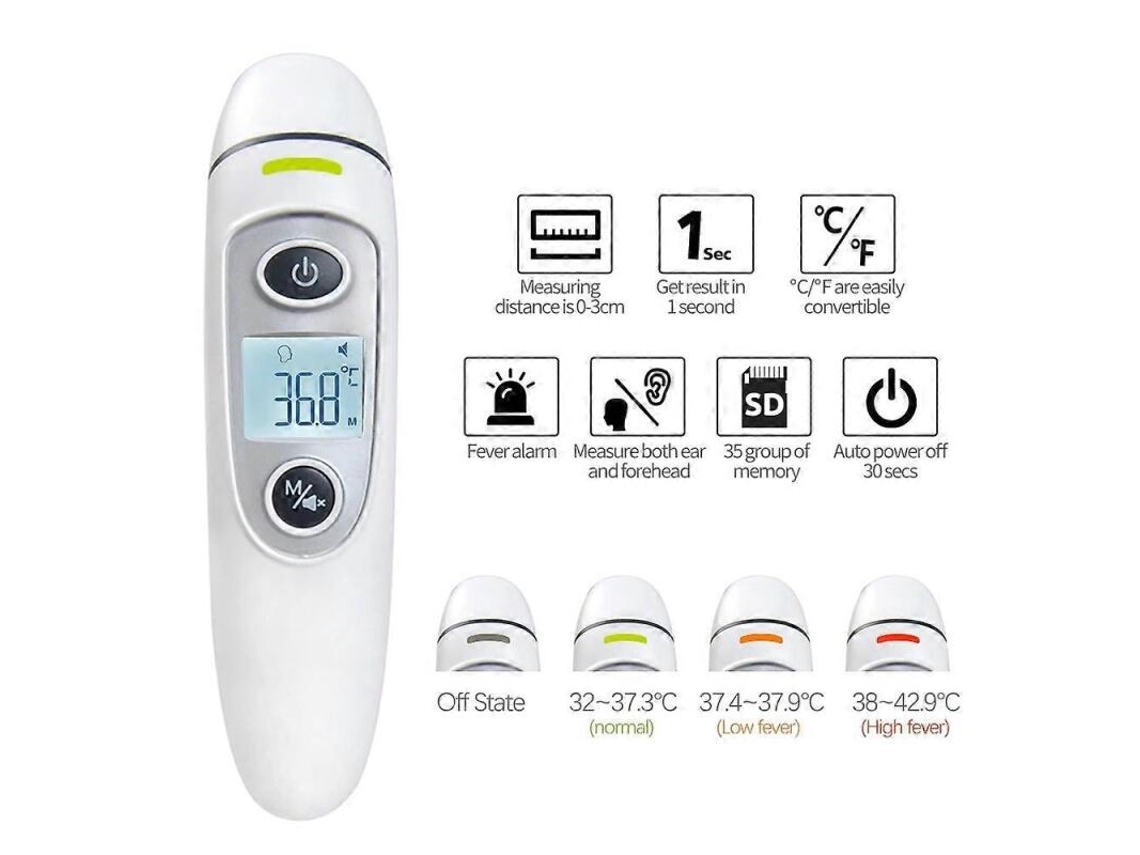 Termômetro Getit Rz8810: Termômetro Corporal, Auricular E Digital Com Visor Led, Para Bebês E Crianças