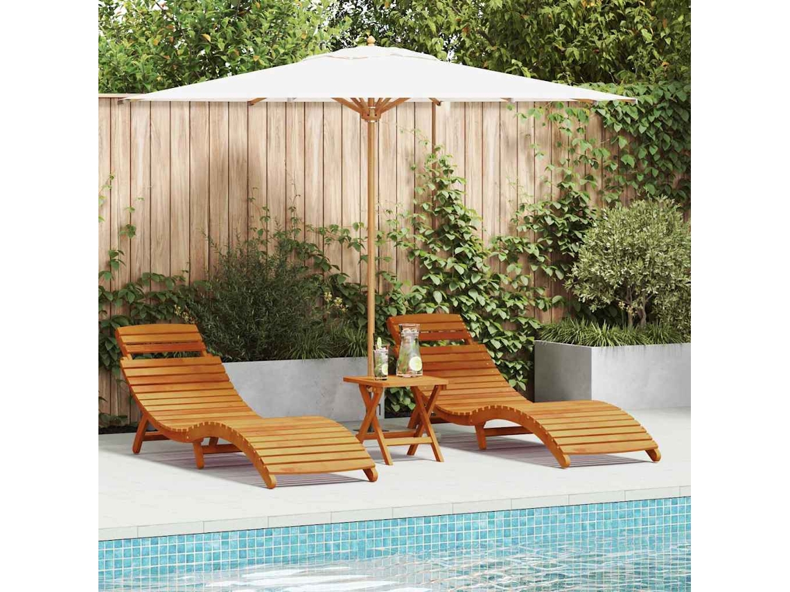 Vidaxl Espreguiçadeira 2 Pcs Castanho 55 X 184 X 64cm