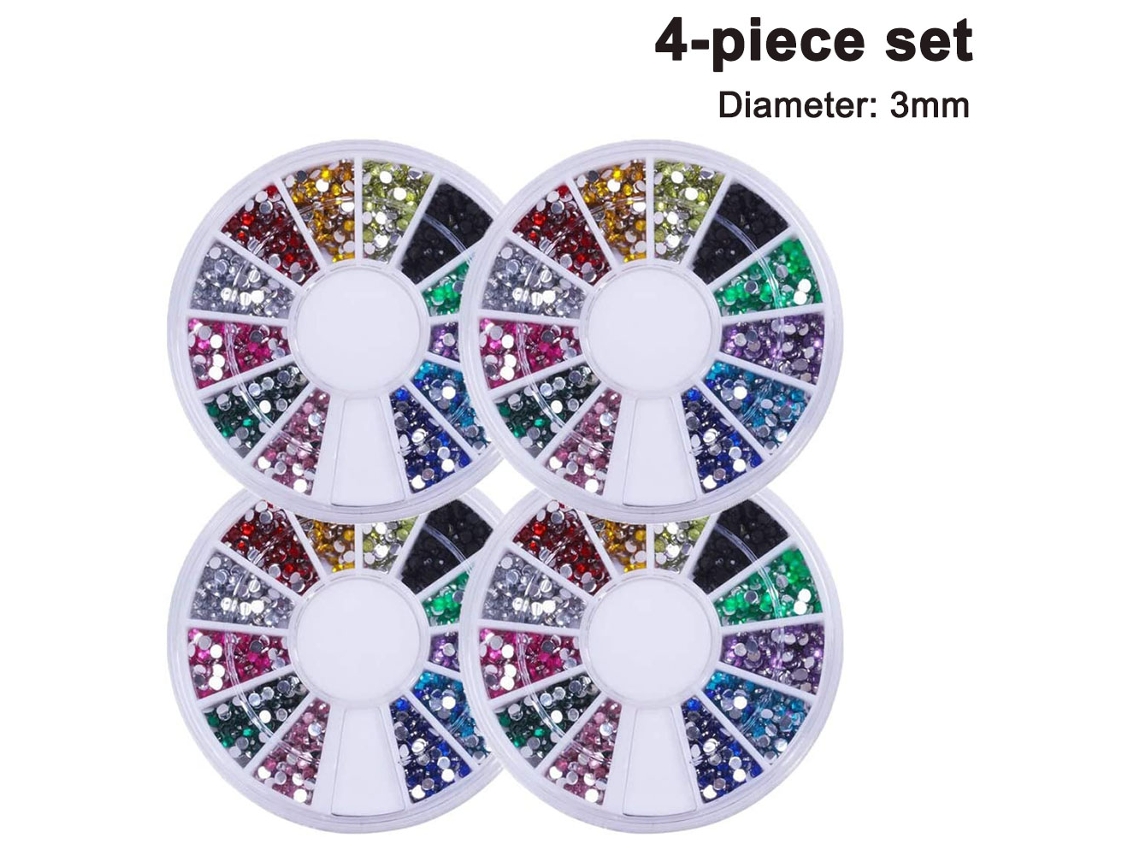 Caixas De Decoração De Arte Para Unhas Faça Você Mesmo Decoração De Unhas Com Brilho 3D Strass -3 Mm ZMDECQNA 4 Un