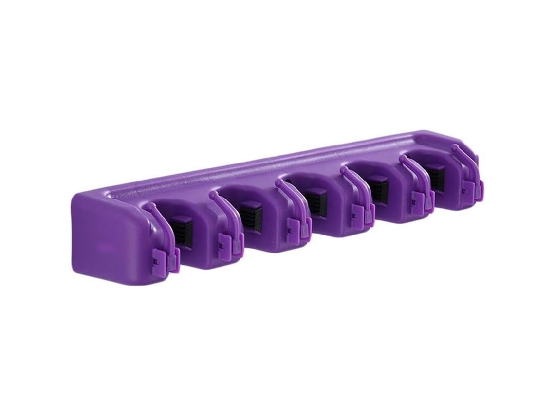 Organizador De Ferramentas De Parede Para Vassouras E Esqueiras Com 5 Posições E 6 Ganchos Armazenamento Garagem Jardim Roxo