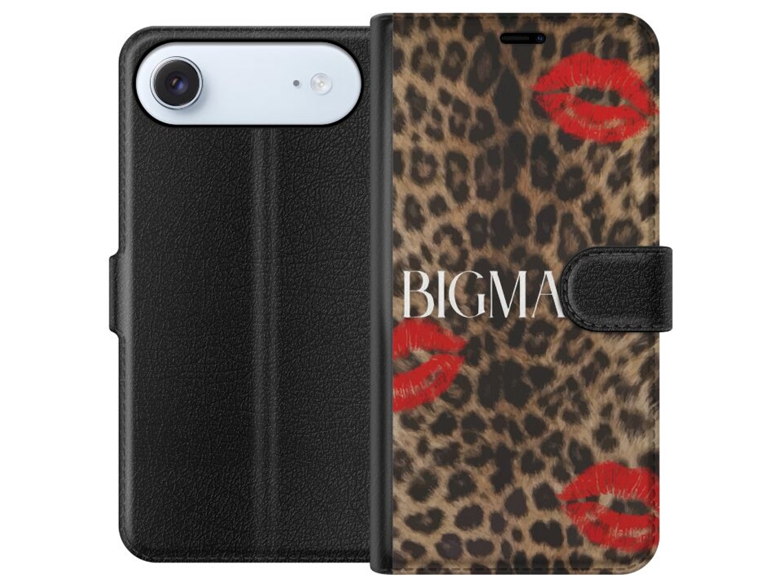 Capa Carteira Compatível Com Apple Iphone Air Com Estampa De Leopardo, Lábios Vermelhos E Texto, Design Moderno E Expressivo.