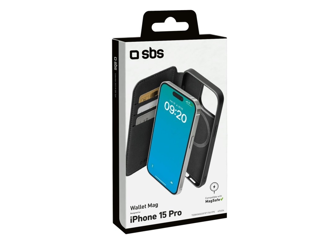 Capa para iPhone 15 Pro SBS Book Magsafe (Outlet Caixa Aberta - Preto)