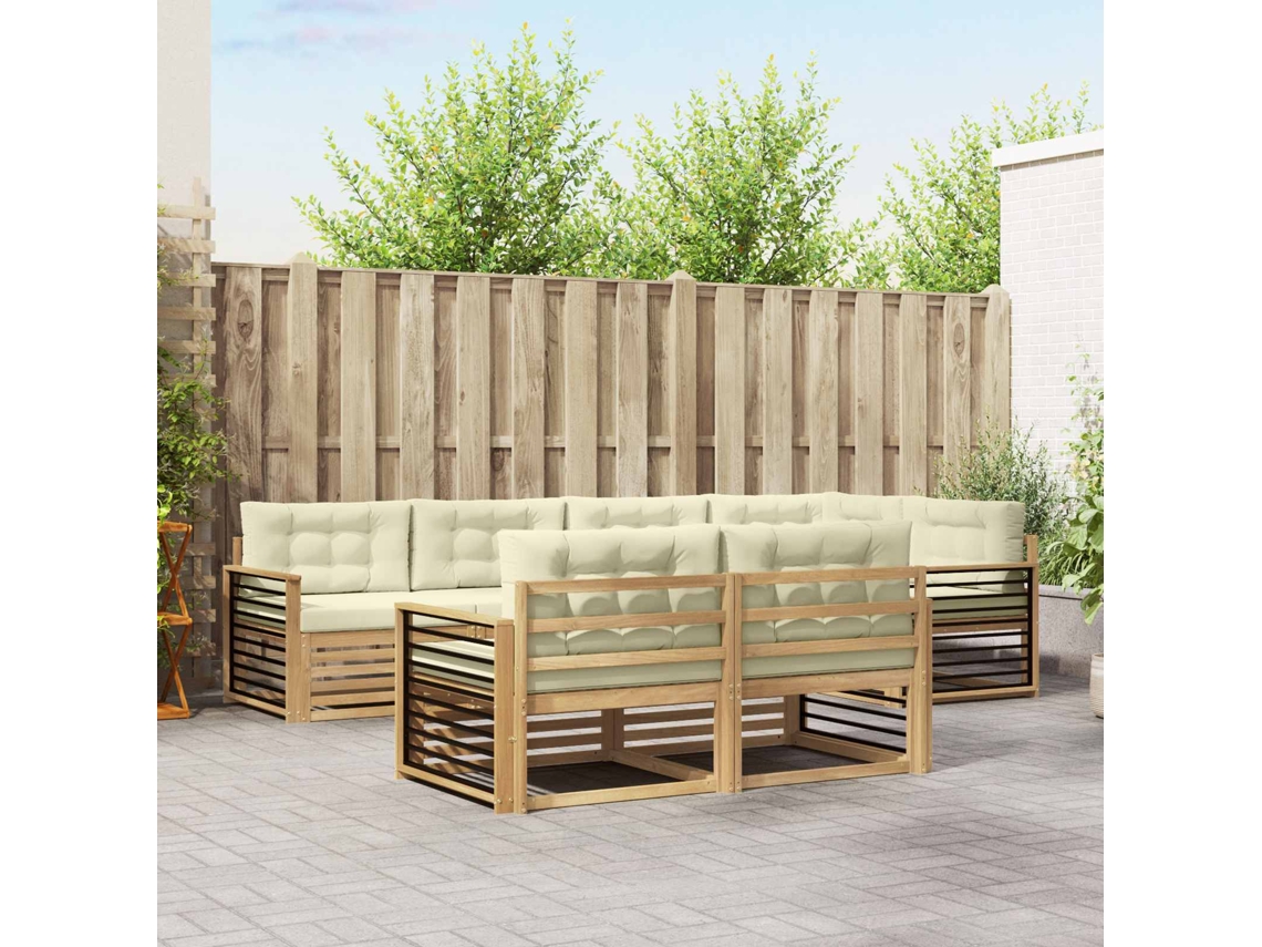 Vidaxl Conjunto De Sofás Para Exterior 7 Unid. Branco E Creme