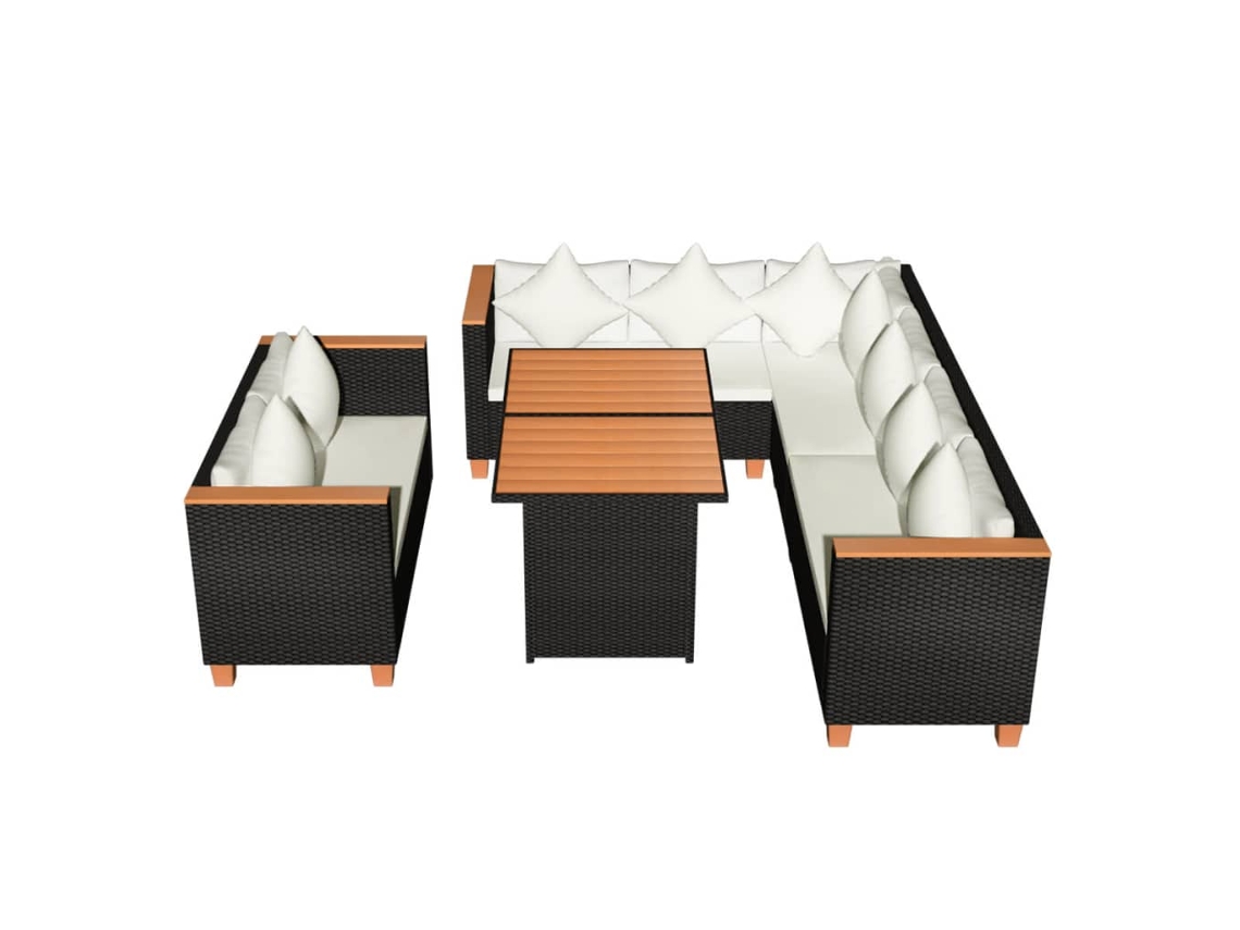 Maison Exclusive - 5 Pcs Conjunto Lounge De Jardim C/ Almofadões Vime Pe Preto