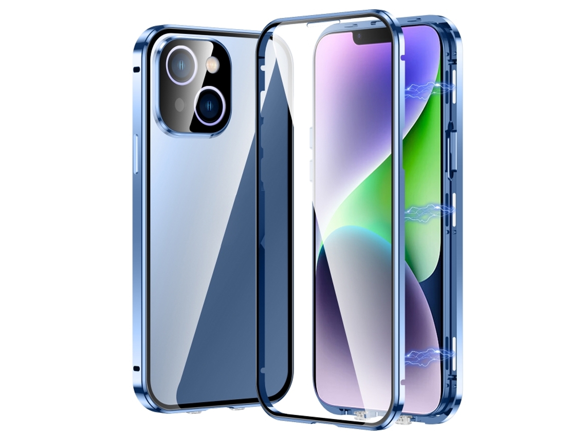 Capa De Vidro Temperado Hd Para Iphone 14 Plus - Fecho Magnético Duplo