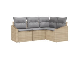 Conjunto 4 Sofá Exterior Vidaxl Bege Vime Pe (178,5 X 123,5 X 85 Cm)