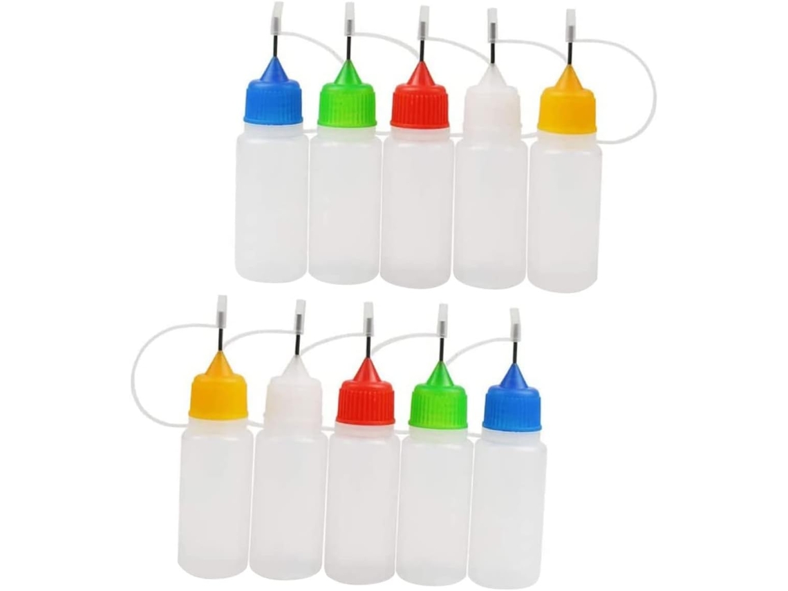 Kit com 10 frascos de cola Macia de 30ml com agulha para aplicação precisa.
