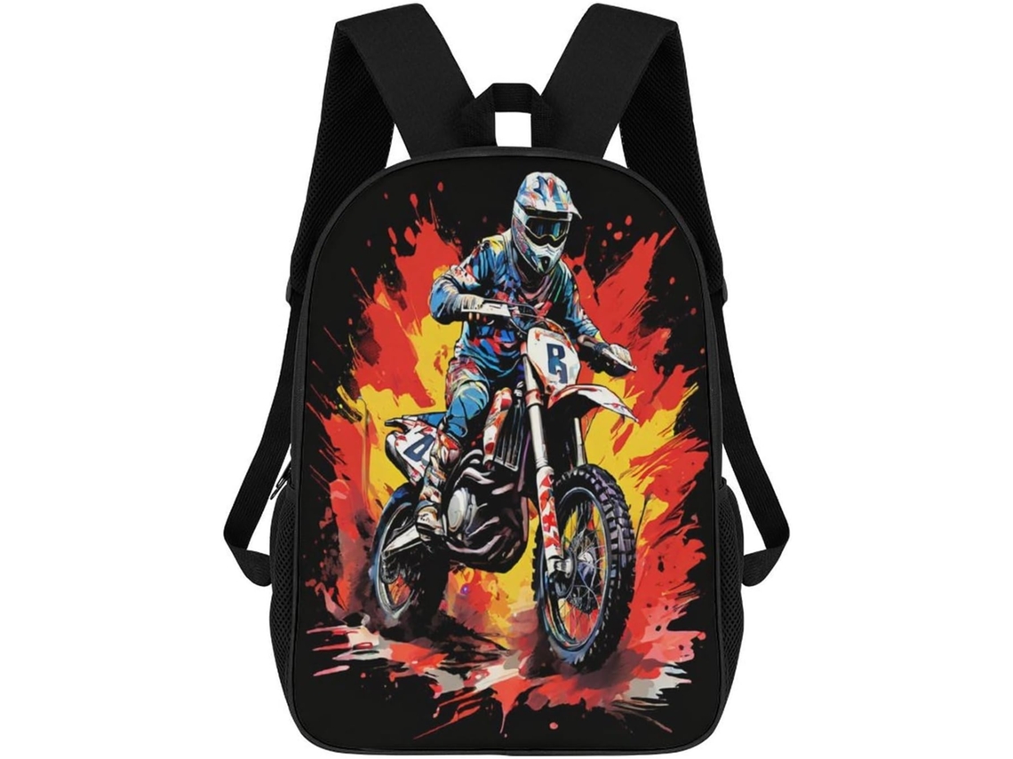 Mochila Feminina Com Estampa Moto Off-road, Escolar Infantil Para Meninos, Ideal De 5 9 Anos, Escola Viagens