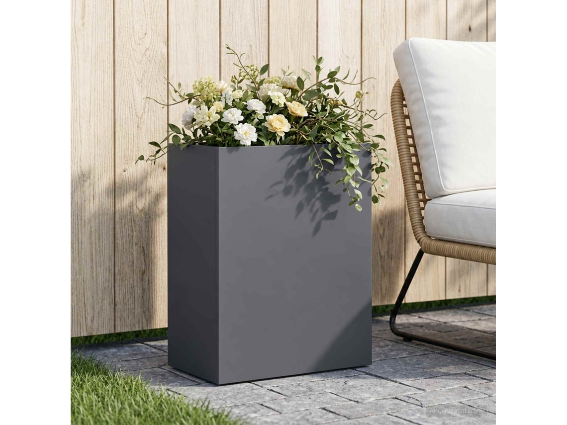 Vidaxl Vaso De Jardim Antracite 40 X 20 X 50 Cm Aço Laminado A Frio