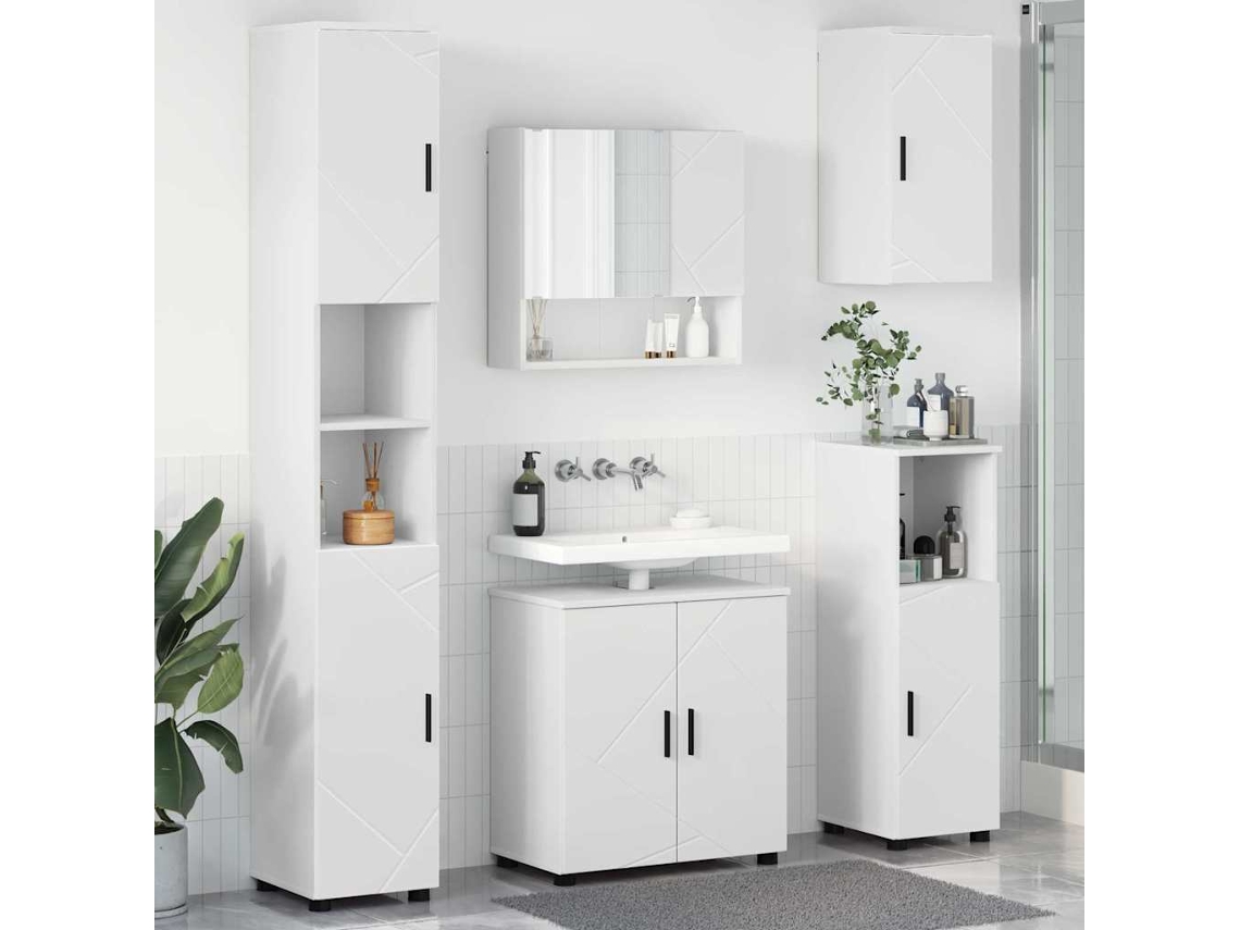 Vidaxl Conjunto De Móveis Para Banheiro 5 Unid. Branco 61 X 35 X 64 Cm