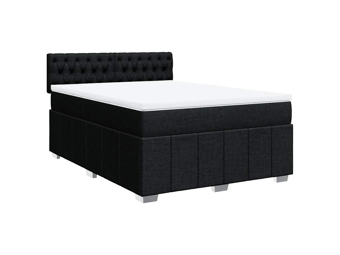 Cama com Molas/colchão 140x200 Cm Tecido Preto MAISON EXCLUSIVE