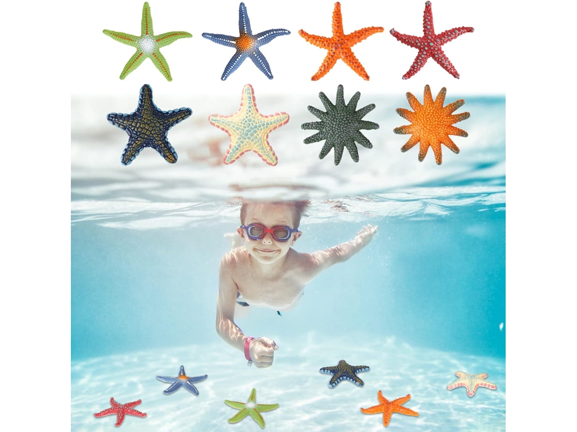 Conjunto De 8 Brinquedos Piscina Em Formato Estrela-do-mar, Perfeitos Para Natação, Praia E Mergulho No Verão, Com Animais Colori -aquaforge
