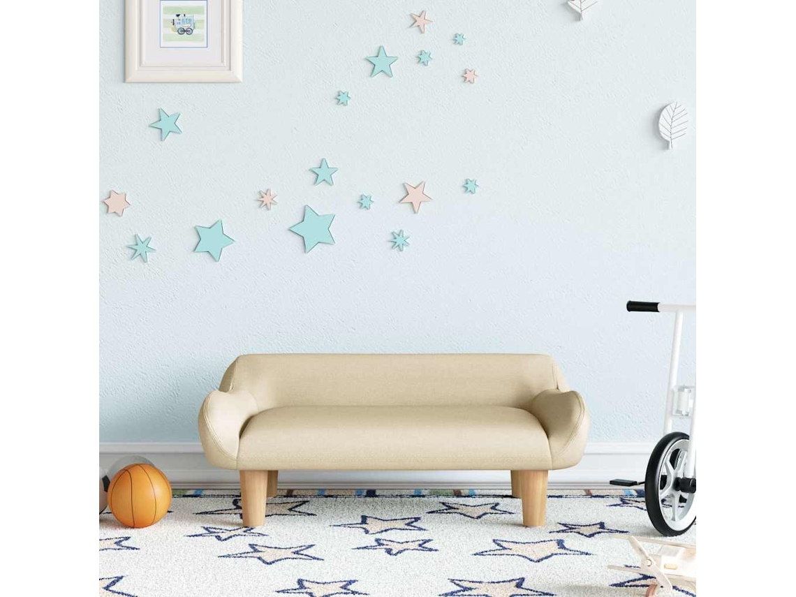 Vidaxl Sofá Infantil 70x40x24 Cm Tecido Cor Creme