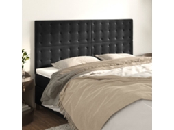 Cabecero de terciopelo de 4 piezas 80x5x78/88 cm negro