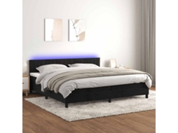 Vidaxl Cama Box Spring C/ Colchão/led 200x200 Cm Veludo Preto
