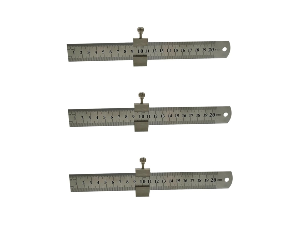 Conjunto De 3 Batentes De Régua Métrica Em Aço Inoxidável Para Marcenaria, Com Clipe De Bolso, Ferra Gokoco