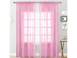 2026 cortinas Transparentes de Poliéster com Volantes Estilo Linho Bgs 100x250 Cm Rosa