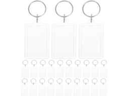 Conjunto De 30 Chaveiros Retangulares Transparentes Para Fotos, Medindo 5,2 X 3,4 Cm, Com Espaço Para Foto.