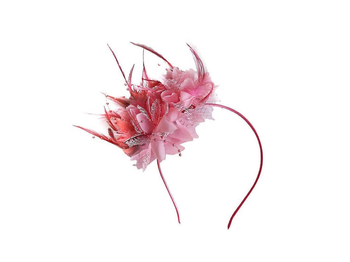 Diadema De Penas Vintage Com Flores De Tela Acessório De Cabelo Para Mulheres E Meninas Para Casamentos E Ocasiões Especiais Rosa