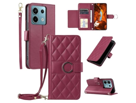 Para Xiaomi Poco X6 5g/redmi Note 13 Pro 5g Crossbody Leather Case Ring Fivela Wallet Stand Rhombus Mobile Cover