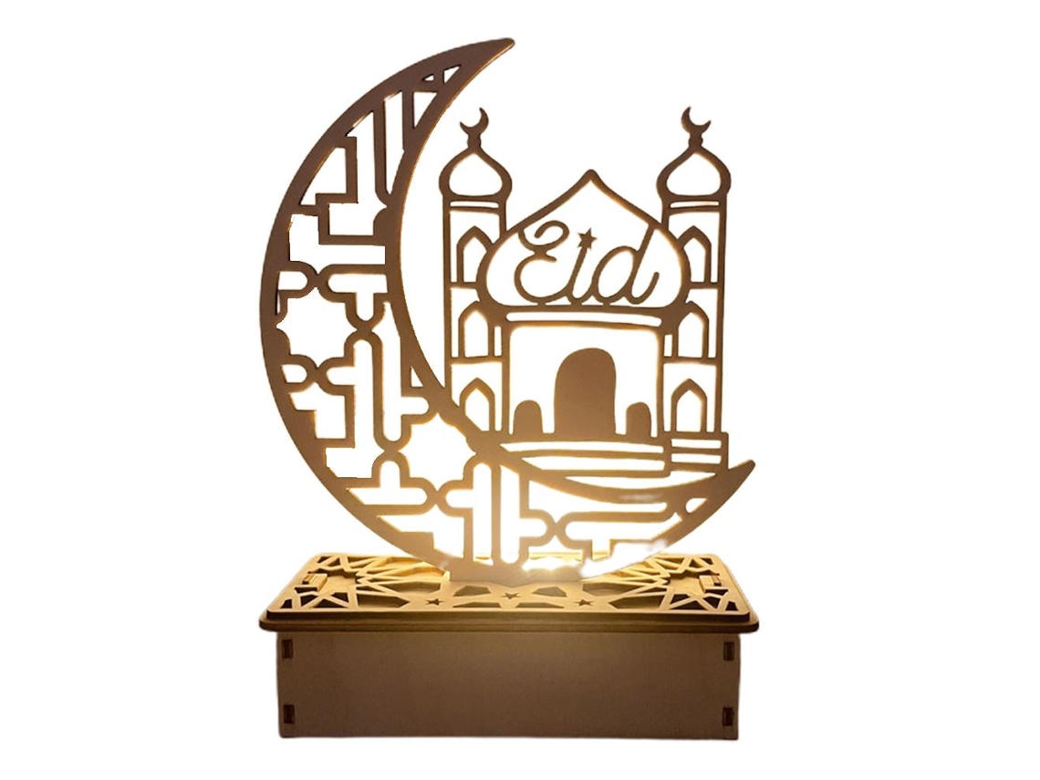 Lâmpada Led De Madeira Decoração Ramadã Eid