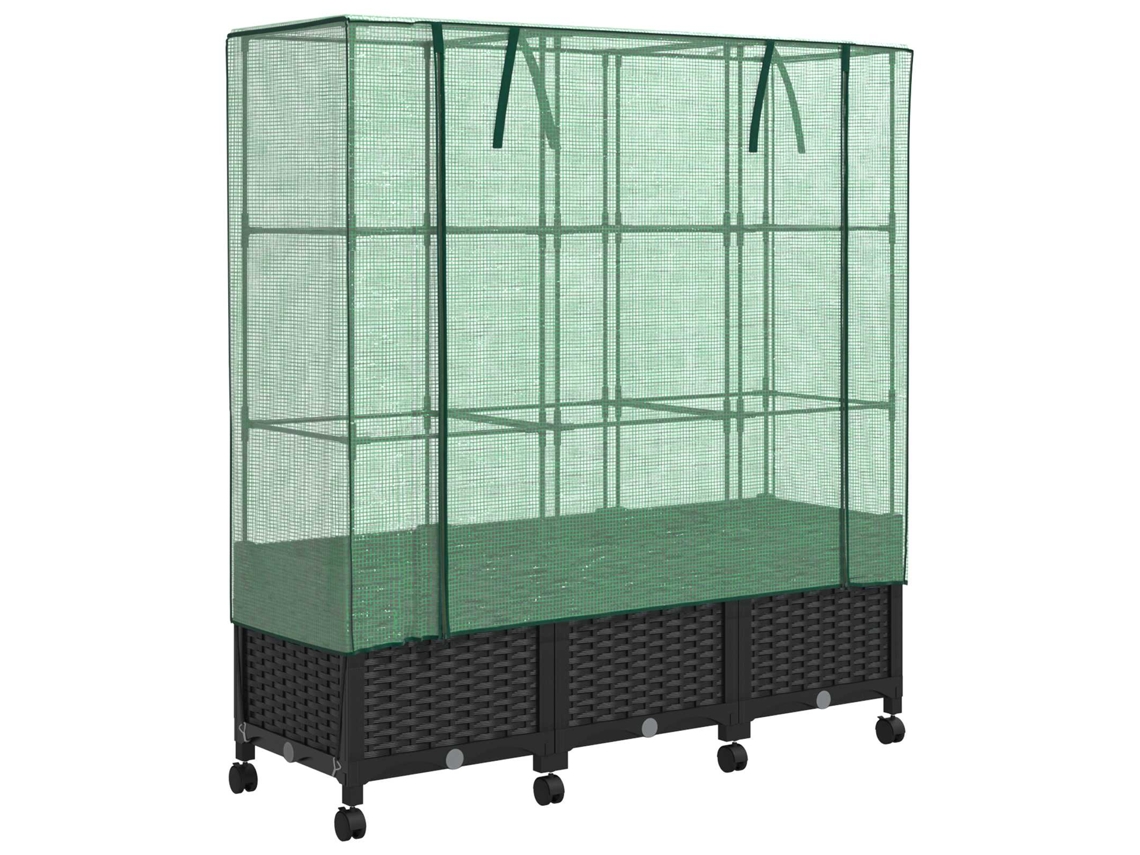Conjunto 3 Vaso De Jardim Vidaxl Preto Polipropileno (120 X 40 X 144 Cm)