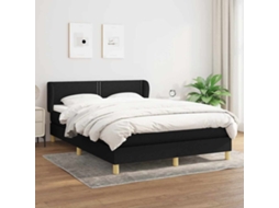Vidaxl Cama Com Molas/colchão 140x190 Cm Tecido Preto