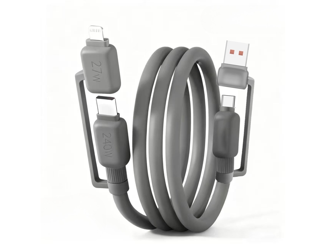 Cabo De Carregamento Rápido 4 Em 1 Com 240w E 200 Cm, Compatível Com Iphone 17/16/15/14, Macbook, Ipad E Notebooks Cinza Panoona