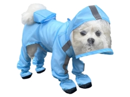 Capa De Chuva Canina, Com Capuz, Refletora, Impermeável, Em Pu
