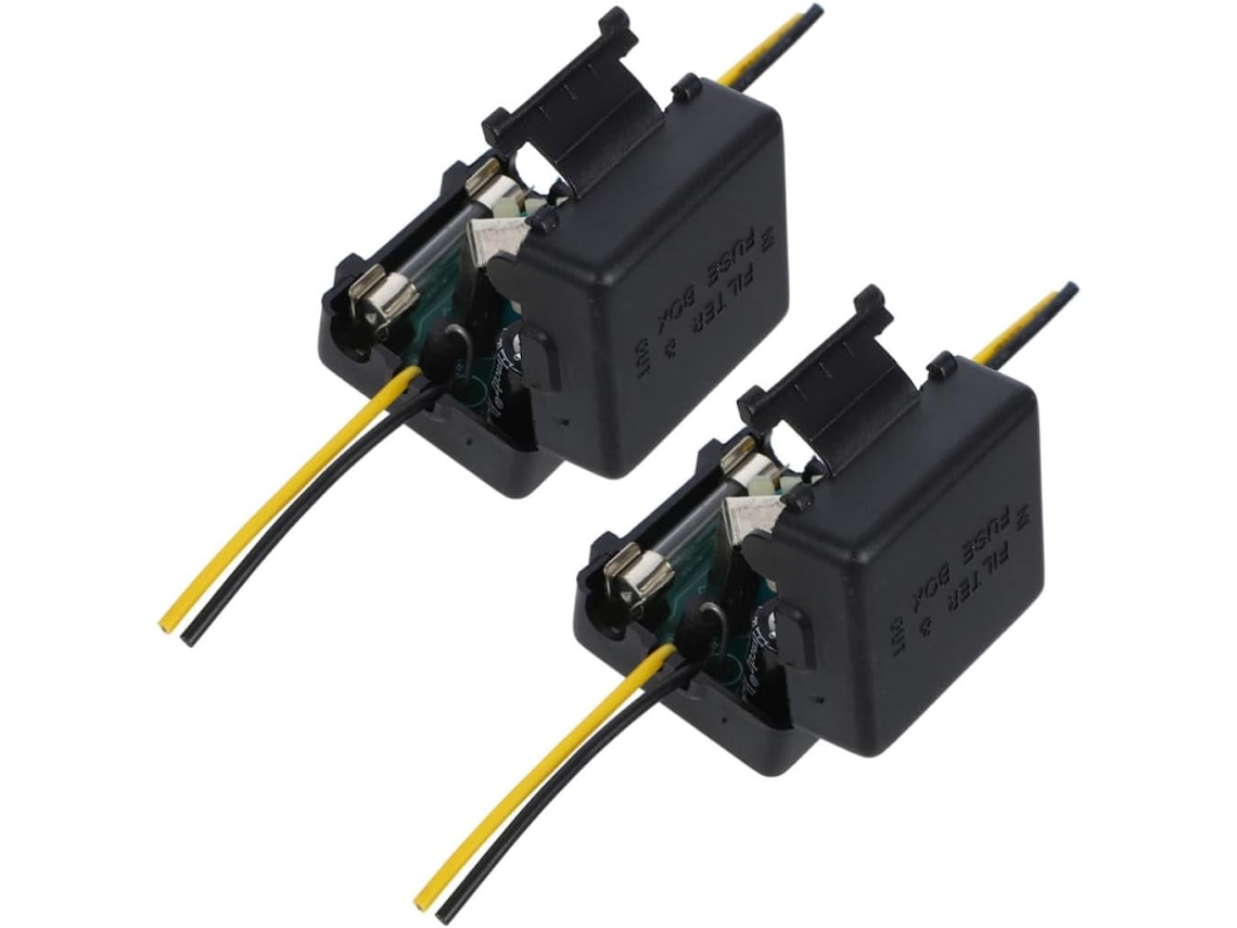 Fonte de alimentação anti-interferência com isolamento de ruído para áudio automotivo de 12V e 2 filtros.