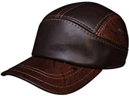 Casquette SFUSHOS de couro legítimo para homens, quente, todas as estações, marrom